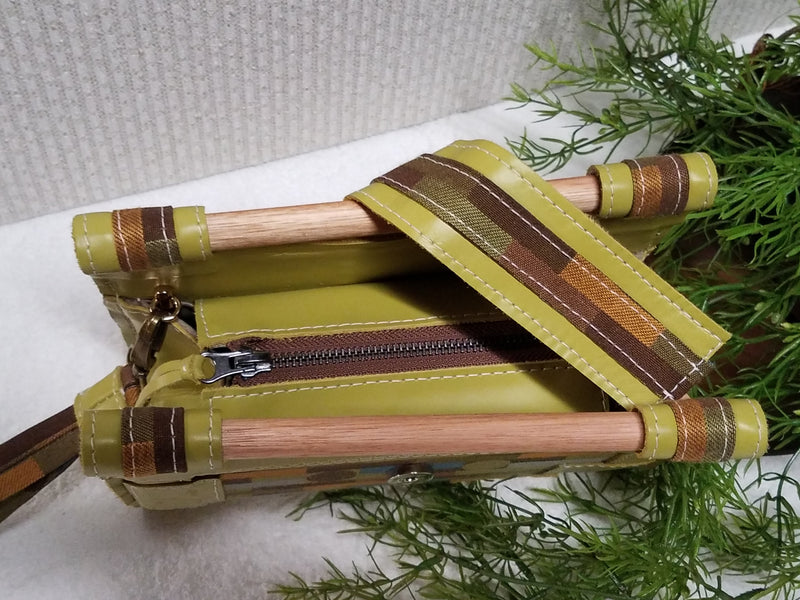 Liz Jordan Designs - Handcrafted - Leather /  Fabric Clutch purse - Custom made. Made to order. Stepping Stone Collection #1004