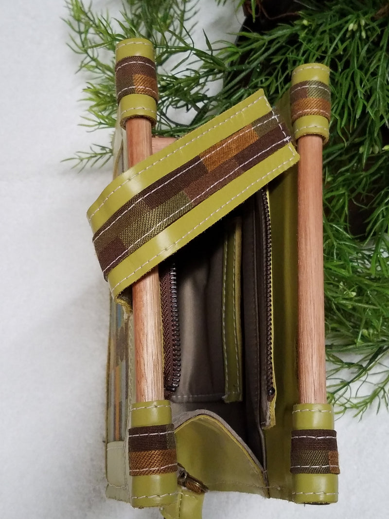 Liz Jordan Designs - Handcrafted - Leather /  Fabric Clutch purse - Custom made. Made to order. Stepping Stone Collection #1004