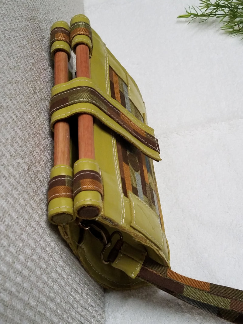 Liz Jordan Designs - Handcrafted - Leather /  Fabric Clutch purse - Custom made. Made to order. Stepping Stone Collection #1004