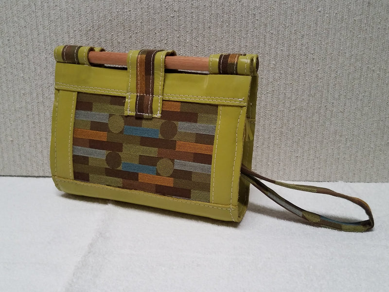 Liz Jordan Designs - Handcrafted - Leather /  Fabric Clutch purse - Custom made. Made to order. Stepping Stone Collection #1004