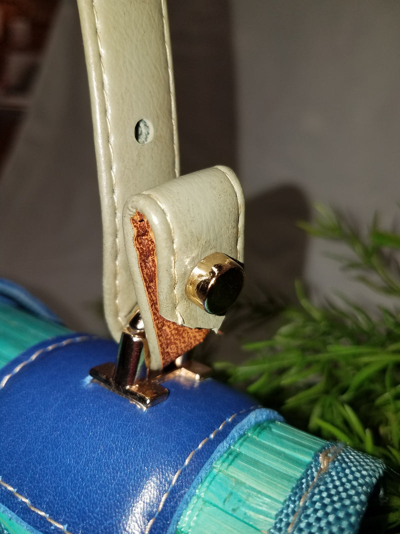 Liz Jordan Designs - Handcrafted - Custom made. Made to order - Blue Ridge Handbag - Blue leather & bamboo