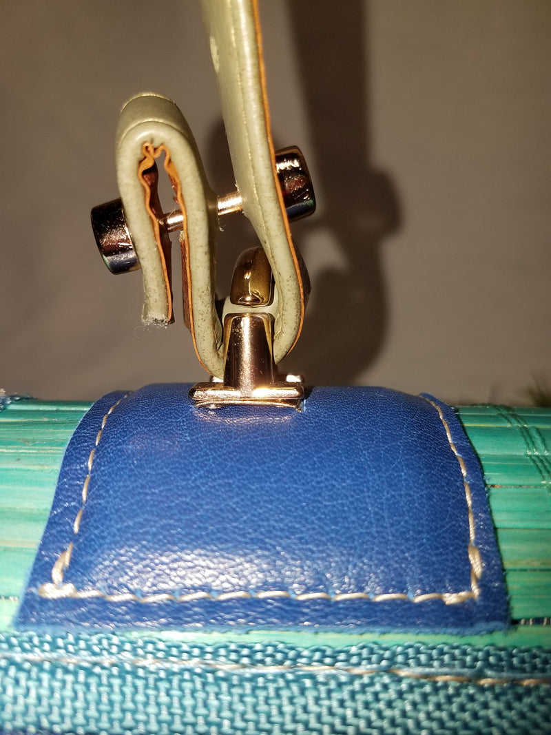 Liz Jordan Designs - Handcrafted - Custom made. Made to order - Blue Ridge Handbag - Blue leather & bamboo