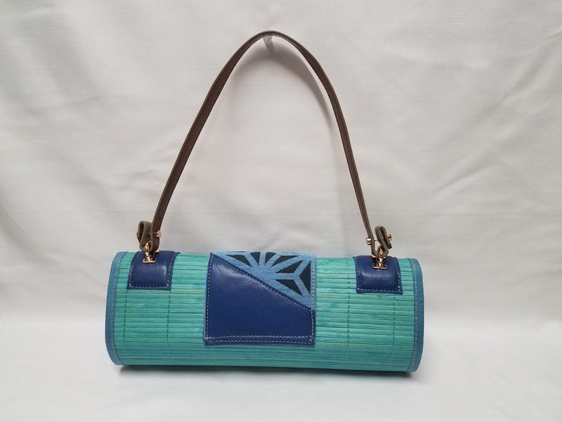 Liz Jordan Designs - Handcrafted - Custom made. Made to order - Blue Ridge Handbag - Blue leather & bamboo